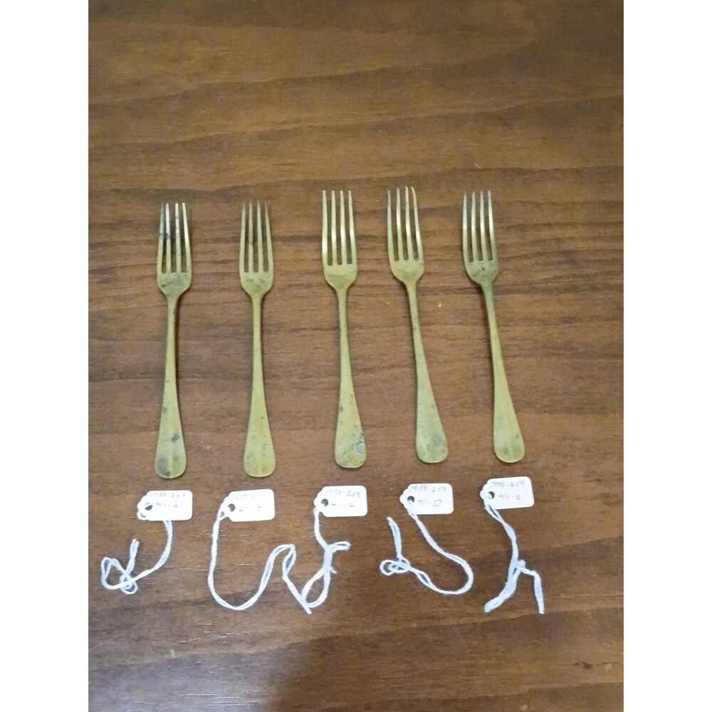 Brass Dessert Forks, Set Of 5 - Vintage!